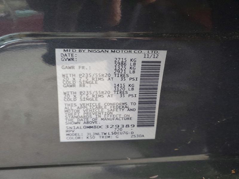 Aukcja sprzedaży 2013 Infiniti Jx35, vin: 5N1AL0MM8DC329389, numer aukcji: 70551576