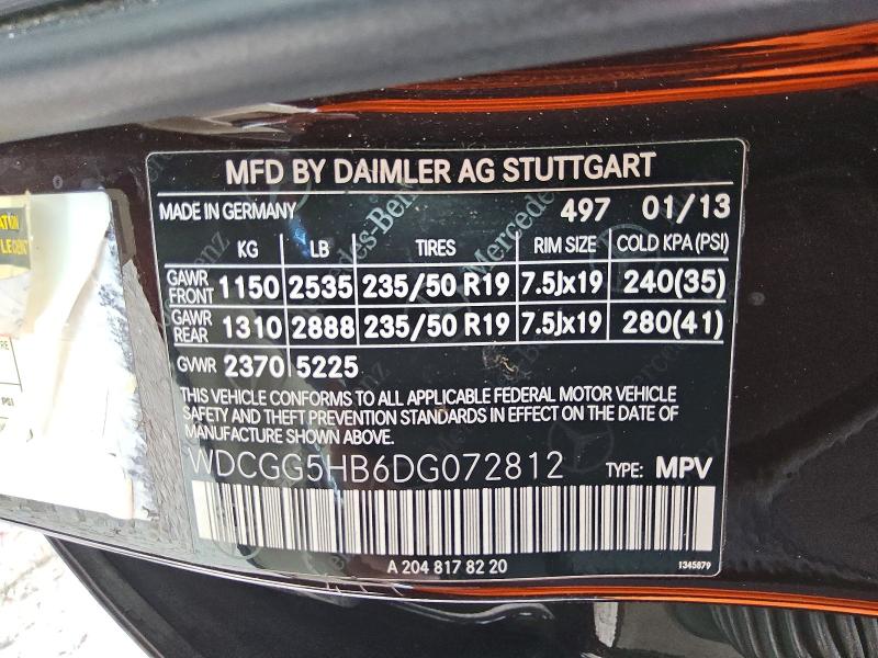 2013 Mercedes-benz Glk მანქანა იყიდება აუქციონზე, vin: WDCGG5HB6DG072812, აუქციონის ნომერი: 69554616