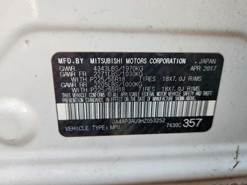 68374796 :رقم المزاد ، JA4AP3AU9HZ053252 vin ، 2017 Mitsubishi Outlander Sport مزاد بيع