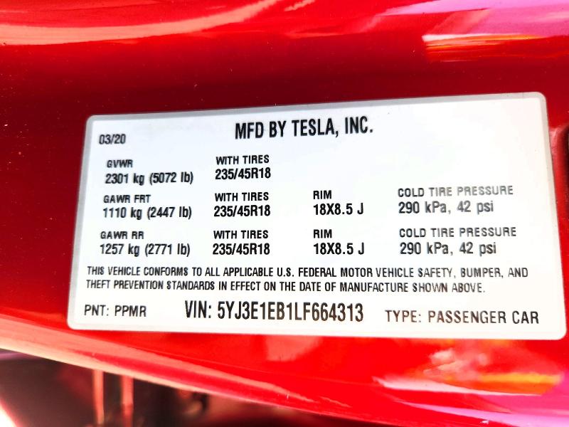 Aukcja sprzedaży 2020 Tesla Model 3, vin: 5YJ3E1EB1LF664313, numer aukcji: 66990246