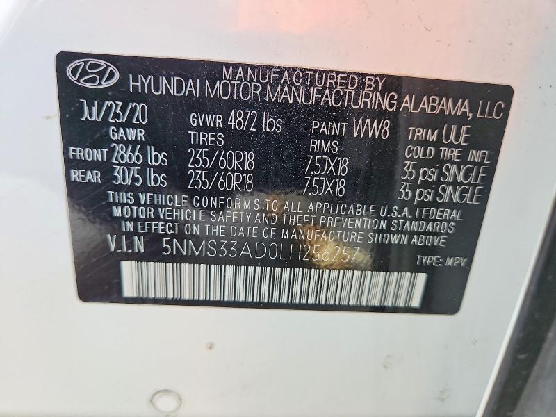 Продаж на аукціоні авто 2020 Hyundai Santa Fe, vin: 5NMS33AD0LH256257, номер лоту: 70689896