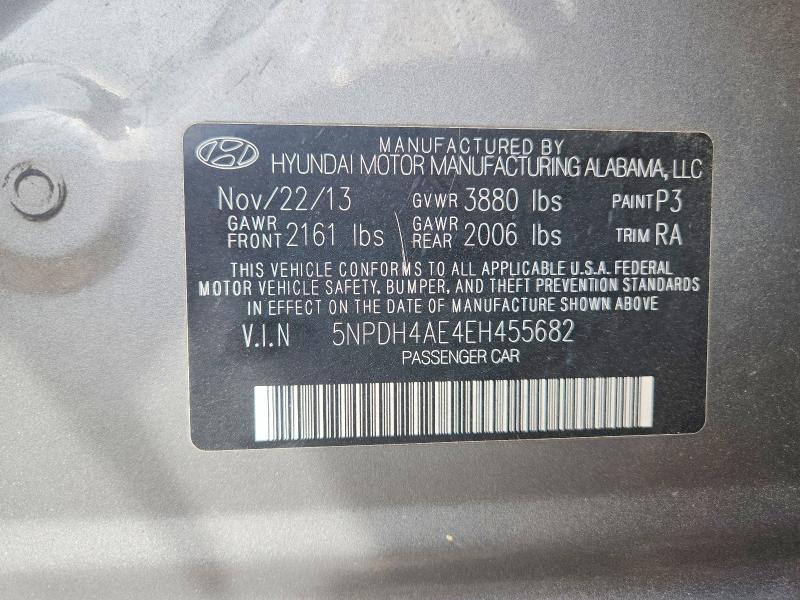 2014 Hyundai Elantra მანქანა იყიდება აუქციონზე, vin: 5NPDH4AE4EH455682, აუქციონის ნომერი: 67486846