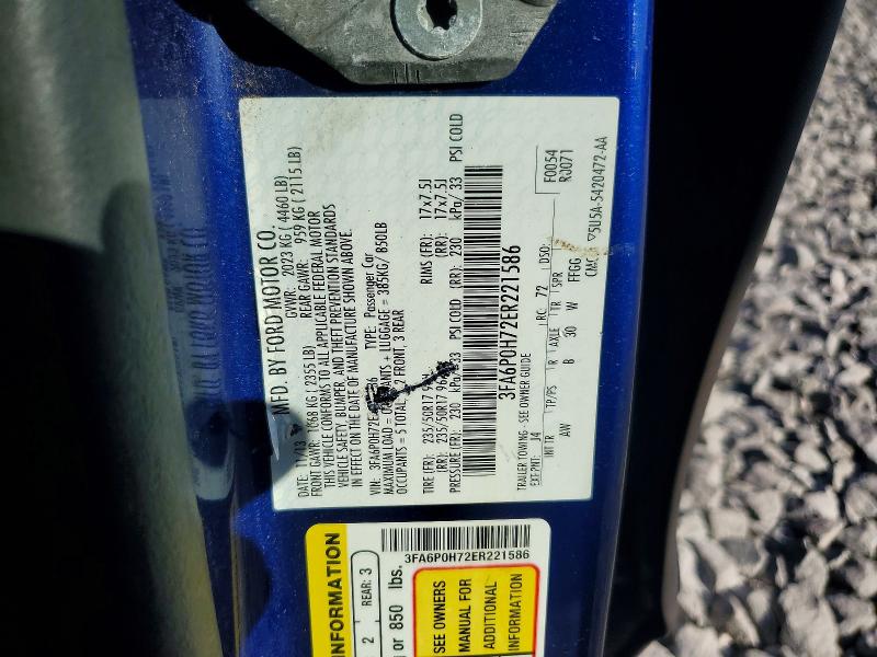 70627216 :رقم المزاد ، 3FA6P0H72ER221586 vin ، 2014 Ford Fusion مزاد بيع