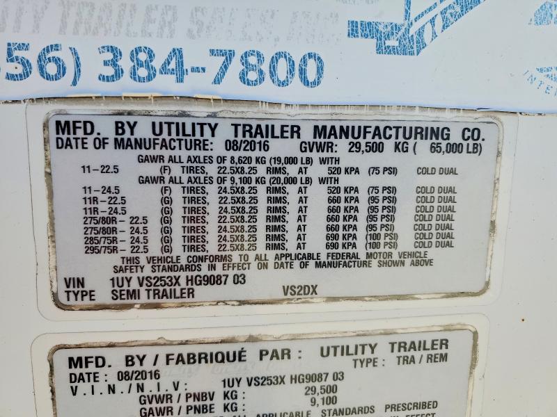 69343076 :رقم المزاد ، 1UYVS253XHG908703 vin ، 2017 Utility Trailer Trailer مزاد بيع