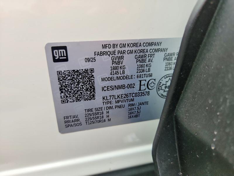 Aukcja sprzedaży 2026 Chevrolet Trax, vin: KL77LKE26TC033578, numer aukcji: 67683106