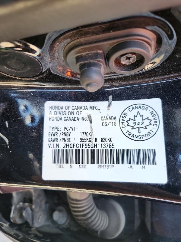 67983536 :رقم المزاد ، 2HGFC1F95GH113785 vin ، 2016 Honda Civic مزاد بيع