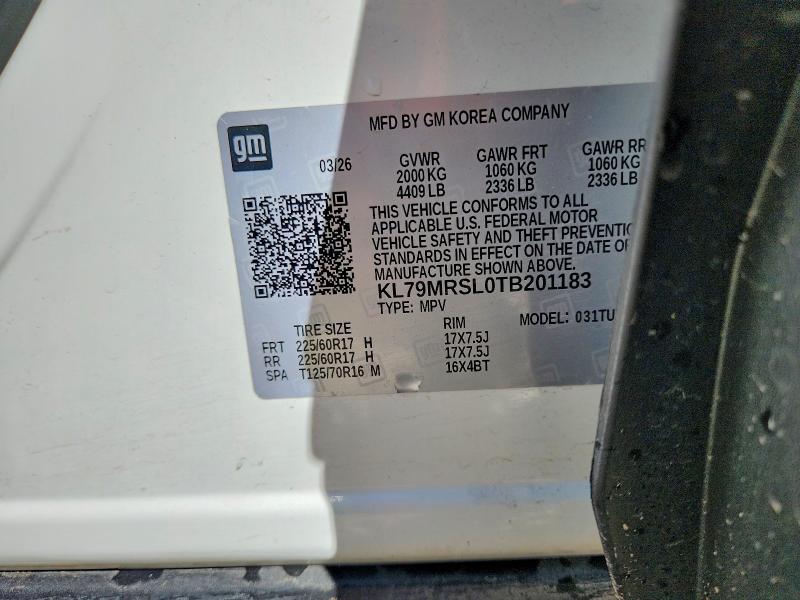 68751736 :رقم المزاد ، KL79MRSL0TB201183 vin ، 2026 Chevrolet Trailblazer مزاد بيع