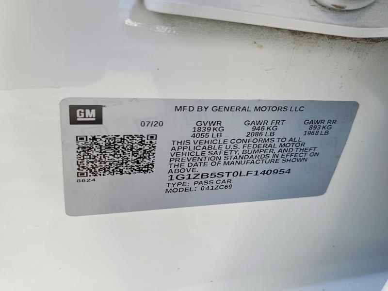 67460036 :رقم المزاد ، 1G1ZB5ST0LF140954 vin ، 2020 Chevrolet Malibu مزاد بيع