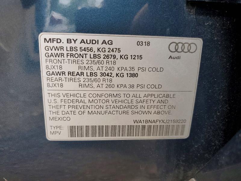 Продажа на аукционе авто 2018 Audi Q5, vin: WA1BNAFYXJ2159220, номер лота: 69239656