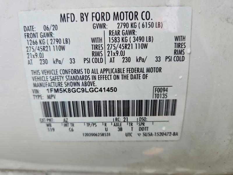 Продажа на аукционе авто 2020 Ford Explorer, vin: 1FM5K8GC9LGC41450, номер лота: 69421016