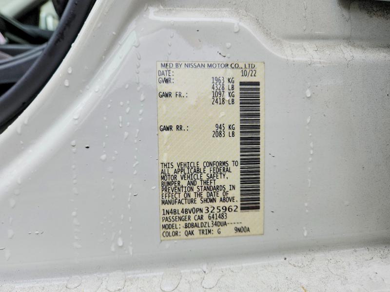 2023 Nissan Altima მანქანა იყიდება აუქციონზე, vin: 1N4BL4BV0PN325962, აუქციონის ნომერი: 70737256