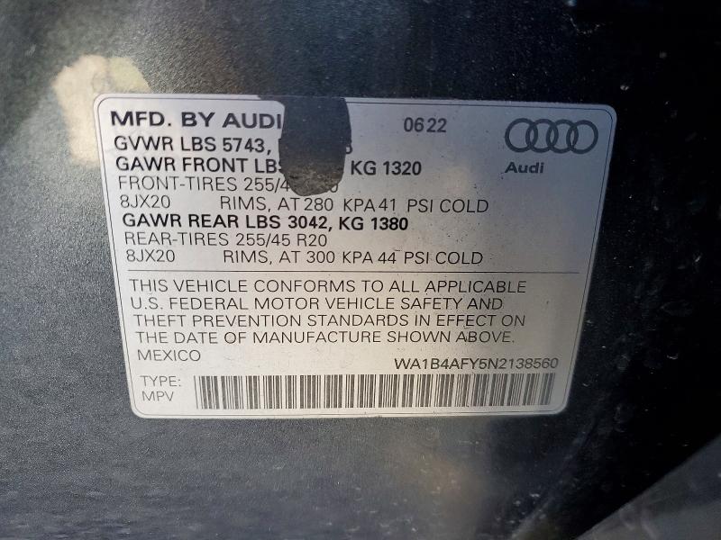 Продажа на аукционе авто 2022 Audi Sq5, vin: WA1B4AFY5N2138560, номер лота: 67128546