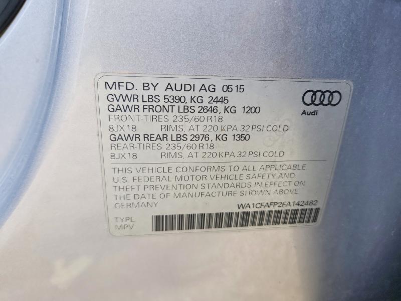 Продаж на аукціоні авто 2015 Audi Q5, vin: WA1CFAFP2FA142482, номер лоту: 69543216