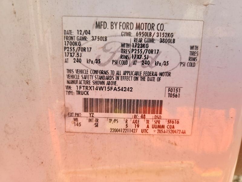 Aukcja sprzedaży 2005 Ford F150, vin: 1FTRX14W15FA54242, numer aukcji: 70050366