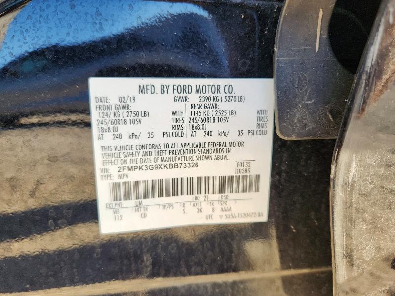 Aukcja sprzedaży 2019 Ford Edge, vin: 2FMPK3G9XKBB73326, numer aukcji: 69320456
