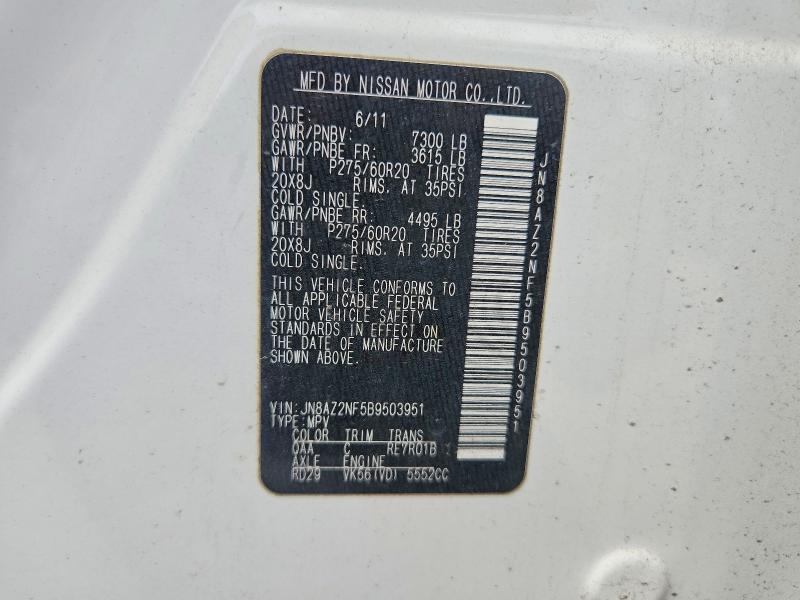 68203796 :رقم المزاد ، JN8AZ2NF5B9503951 vin ، 2011 Infiniti Qx56 مزاد بيع