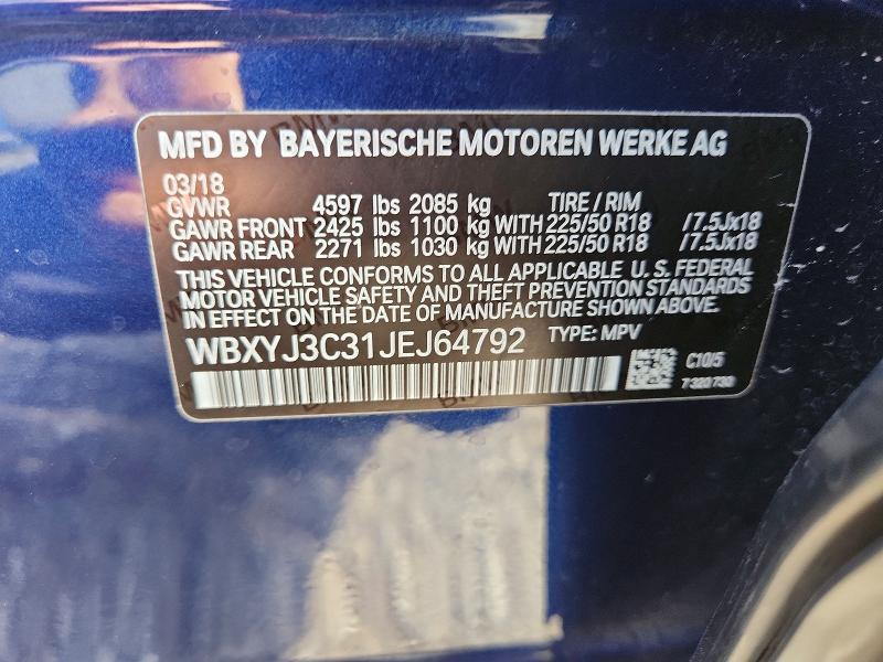 67916426 :رقم المزاد ، WBXYJ3C31JEJ64792 vin ، 2018 Bmw X2 مزاد بيع
