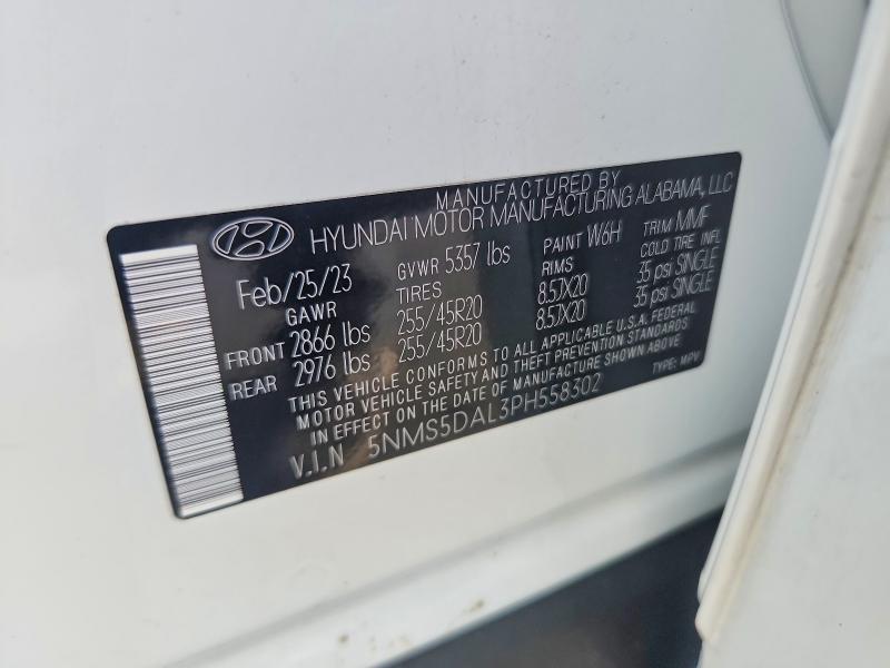 2023 Hyundai Santa Fe მანქანა იყიდება აუქციონზე, vin: 5NMS5DAL3PH558302, აუქციონის ნომერი: 69695696