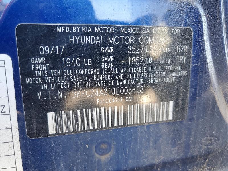 69408006 :رقم المزاد ، 3KPC24A31JE005658 vin ، 2018 Hyundai Accent مزاد بيع