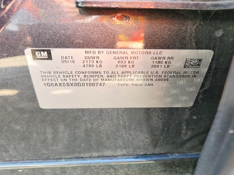 Aukcja sprzedaży 2016 Cadillac Cts, vin: 1G6AX5SX8G0190747, numer aukcji: 68267206
