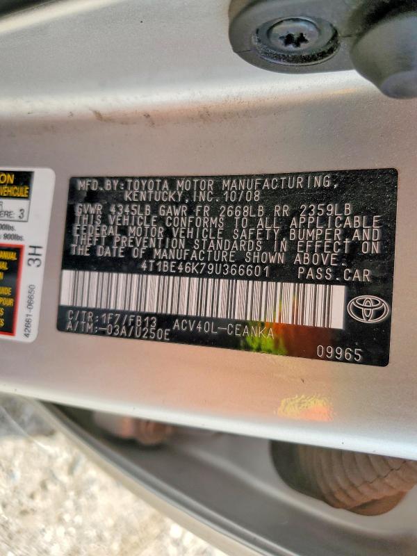 Aukcja sprzedaży 2009 Toyota Camry, vin: 4T1BE46K79U366601, numer aukcji: 69988326