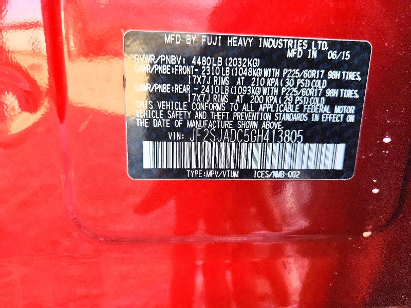 Aukcja sprzedaży 2016 Subaru Forester, vin: JF2SJADC5GH413805, numer aukcji: 69814416