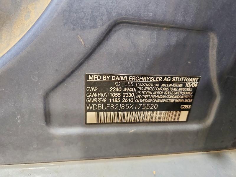 Aukcja sprzedaży 2005 Mercedes-benz E, vin: WDBUF82J85X175520, numer aukcji: 68891196