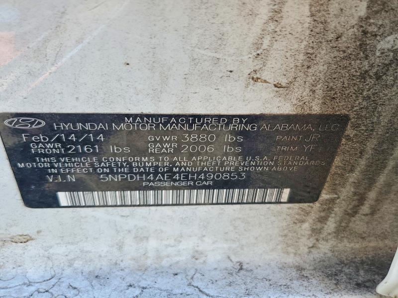 68609686 :رقم المزاد ، 5NPDH4AE4EH490853 vin ، 2014 Hyundai Elantra مزاد بيع