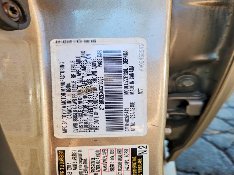 Продаж на аукціоні авто 2004 Toyota Corolla, vin: 2T1BR32E34C310096, номер лоту: 68954646