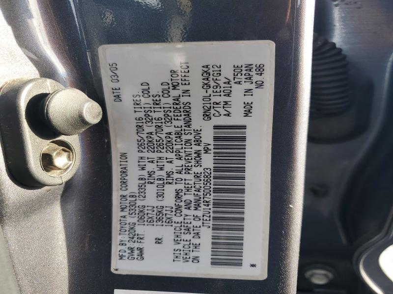 Aukcja sprzedaży 2005 Toyota 4runner, vin: JTEZU14R750056823, numer aukcji: 70124076