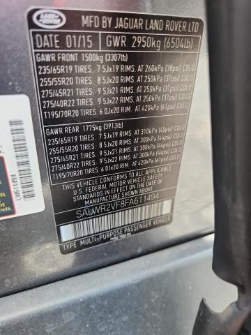2015 Land Rover Range Rover Sport მანქანა იყიდება აუქციონზე, vin: SALWR2VF8FA611494, აუქციონის ნომერი: 67354606