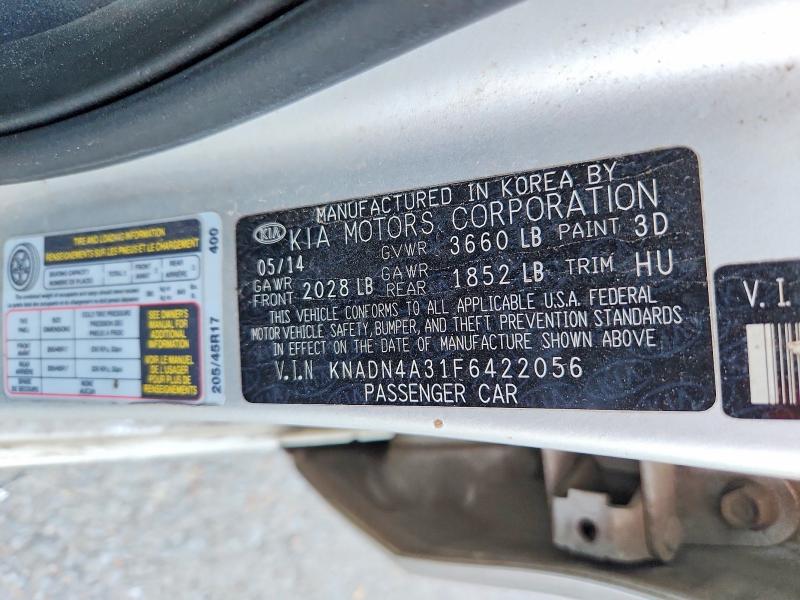 67898096 :رقم المزاد ، KNADN4A31F6422056 vin ، 2015 Kia Rio مزاد بيع