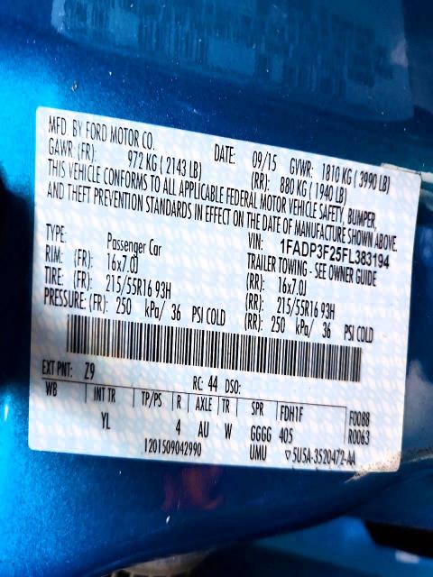 Продажа на аукционе авто 2015 Ford Focus, vin: 1FADP3F25FL383194, номер лота: 68360456
