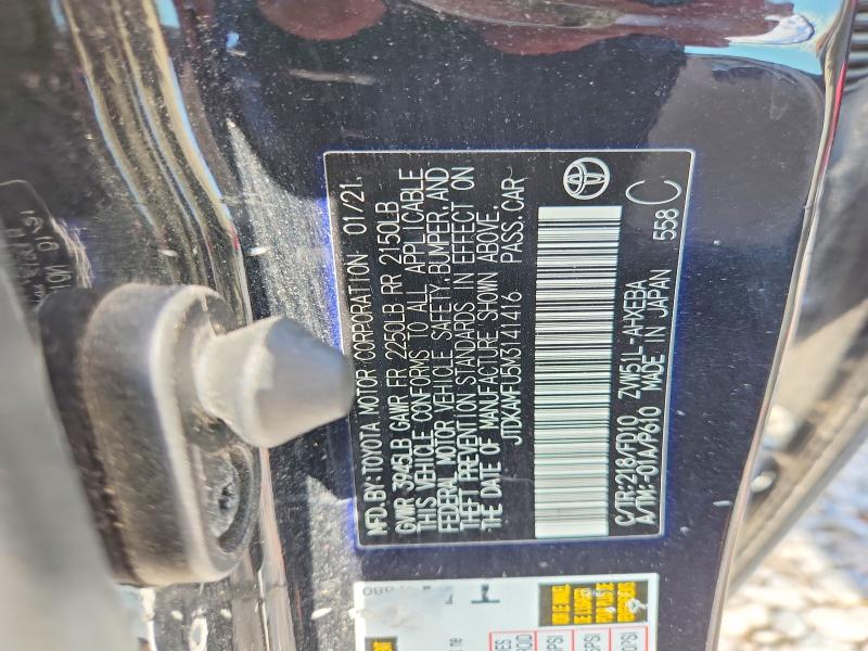 Aukcja sprzedaży 2021 Toyota Prius, vin: JTDKAMFU5M3141416, numer aukcji: 67645876