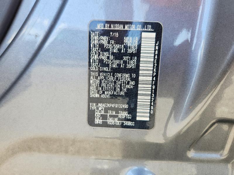 Aukcja sprzedaży 2015 Nissan Quest, vin: JN8AE2KP4F9132490, numer aukcji: 66778826