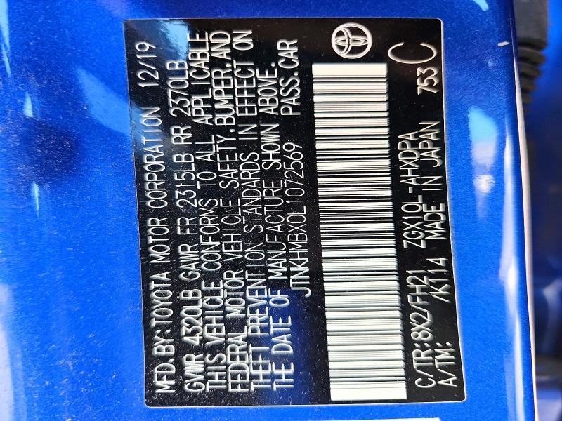 Aukcja sprzedaży 2020 Toyota C-hr, vin: JTNKHMBX0L1072569, numer aukcji: 69154166