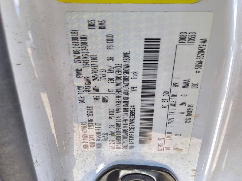 Продажа на аукционе авто 2021 Ford F150, vin: 1FTMF1CB7MKE69924, номер лота: 69811736