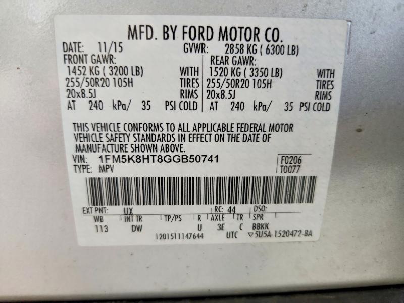 Продажа на аукционе авто 2016 Ford Explorer, vin: 1FM5K8HT8GGB50741, номер лота: 70057266