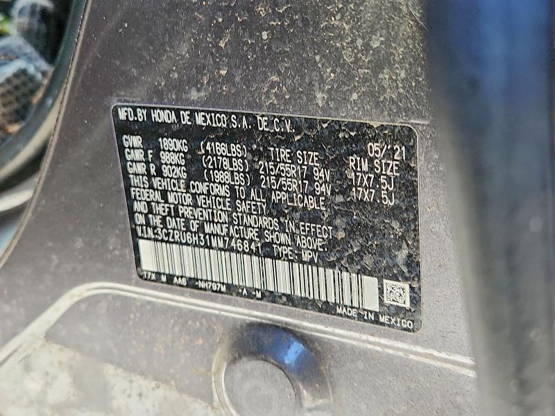 2021 Honda Hr-v მანქანა იყიდება აუქციონზე, vin: 3CZRU6H31MM746841, აუქციონის ნომერი: 68434806