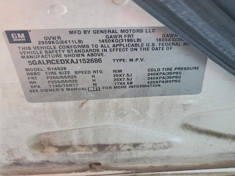 Aukcja sprzedaży 2010 Buick Enclave, vin: 5GALRCEDXAJ152686, numer aukcji: 66849286