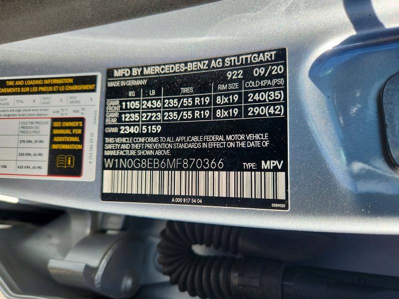 Aukcja sprzedaży 2021 Mercedes-benz Glc, vin: W1N0G8EB6MF870366, numer aukcji: 67308676