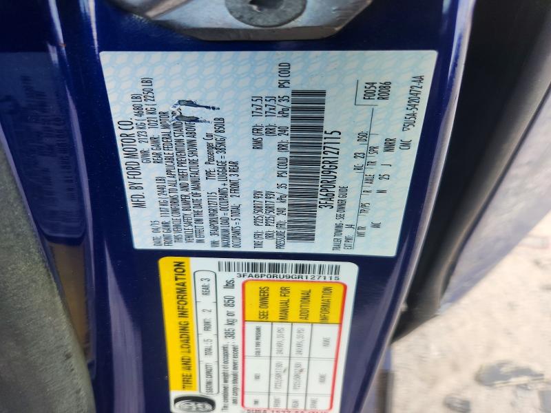 2016 Ford Fusion მანქანა იყიდება აუქციონზე, vin: 3FA6P0RU9GR127115, აუქციონის ნომერი: 68836626