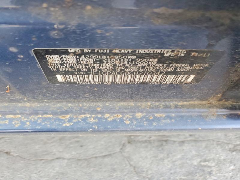 69563666 :رقم المزاد ، JF1GPAC68CH210342 vin ، 2012 Subaru Impreza مزاد بيع