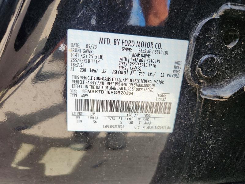 2023 Ford Explorer მანქანა იყიდება აუქციონზე, vin: 1FMSK7DH6PGB20264, აუქციონის ნომერი: 69349736