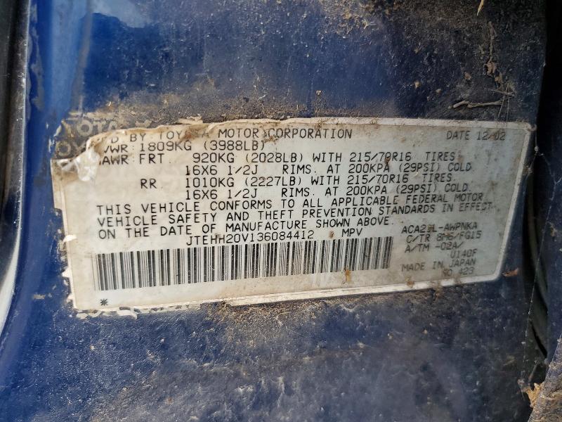 68049316 :رقم المزاد ، JTEHH20V136084412 vin ، 2003 Toyota Rav4 مزاد بيع