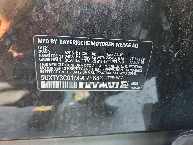 Aukcja sprzedaży 2021 Bmw X3, vin: 5UXTY3C01M9F78646, numer aukcji: 70818076