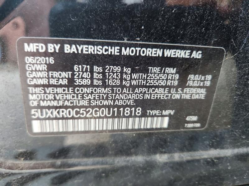 69426016 :رقم المزاد ، 5UXKR0C52G0U11818 vin ، 2016 Bmw X5 مزاد بيع