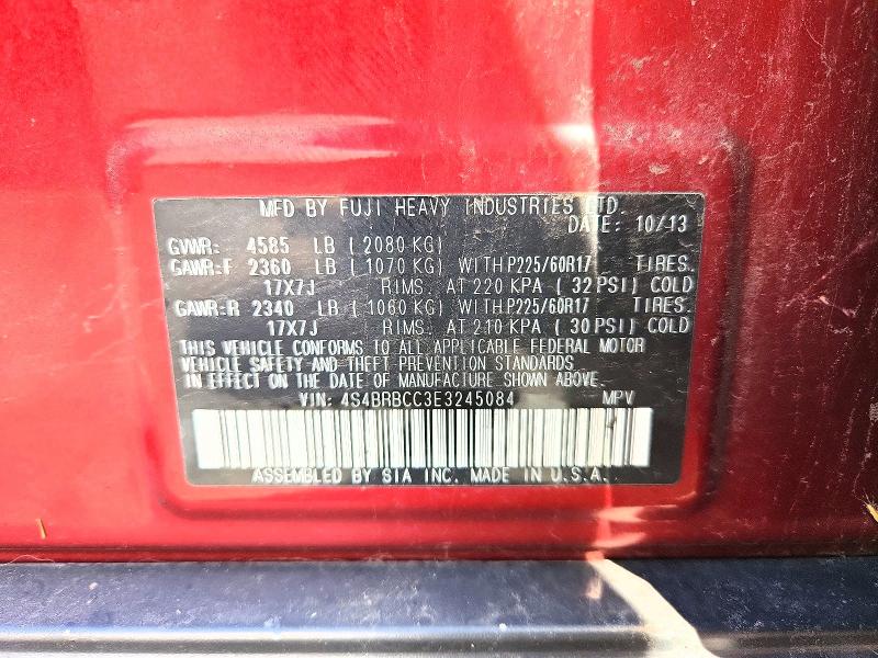 2014 Subaru Outback მანქანა იყიდება აუქციონზე, vin: 4S4BRBCC3E3245084, აუქციონის ნომერი: 68621766