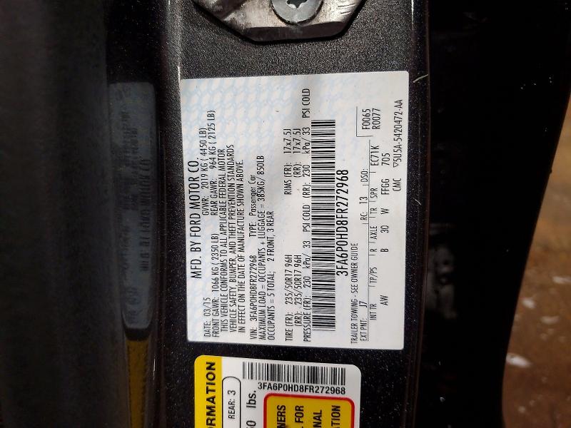 Продаж на аукціоні авто 2015 Ford Fusion, vin: 3FA6P0HD8FR272968, номер лоту: 67361856