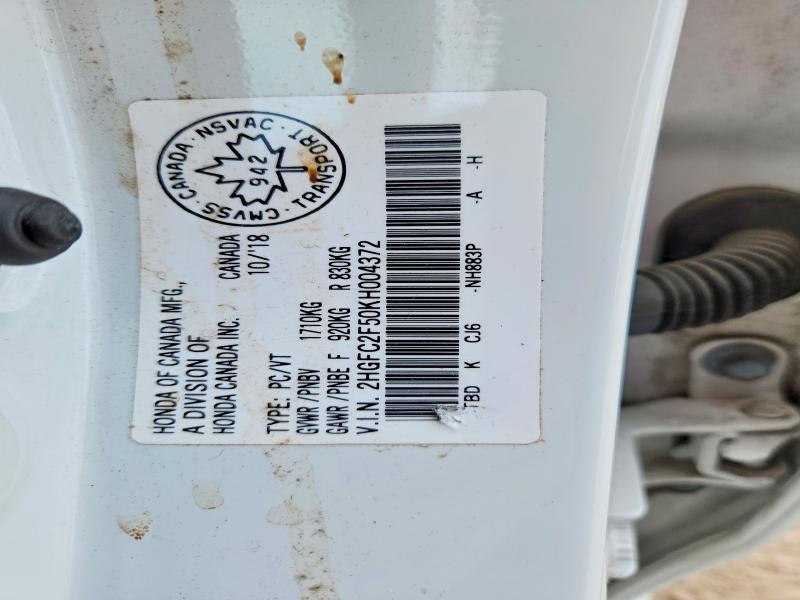70254316 :رقم المزاد ، 2HGFC2F50KH004372 vin ، 2019 Honda Civic مزاد بيع